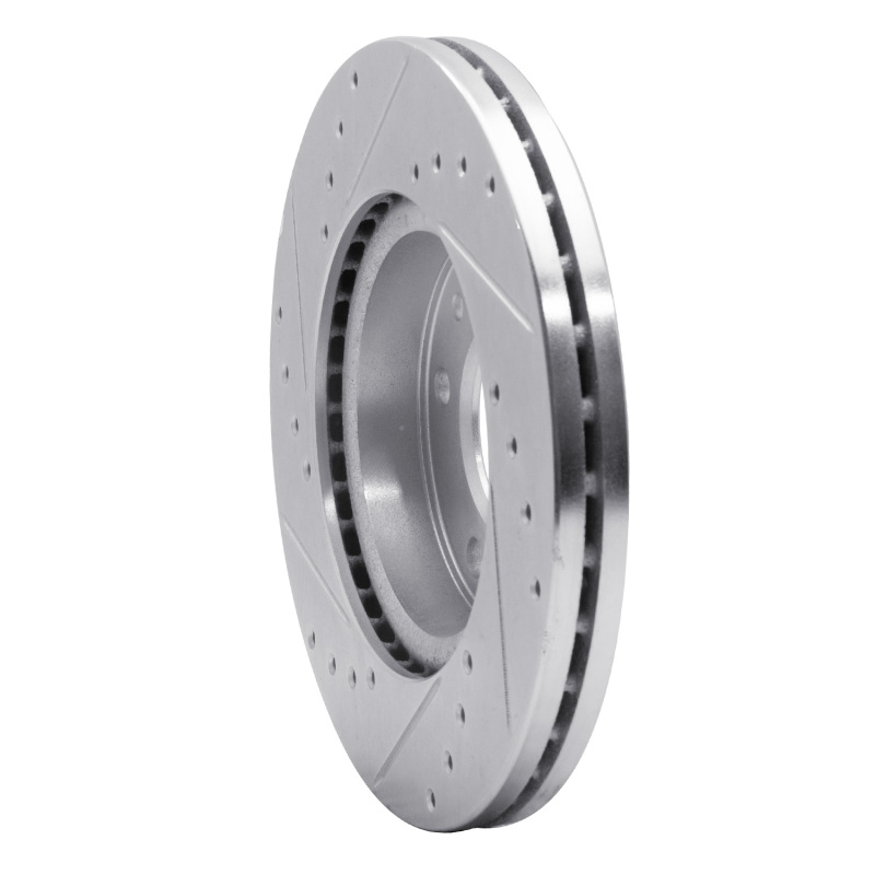 Kia Sedona Brake Rotor (1) - Front Right - R1 Concepts - Drilled & Slotted - Silver - 2002